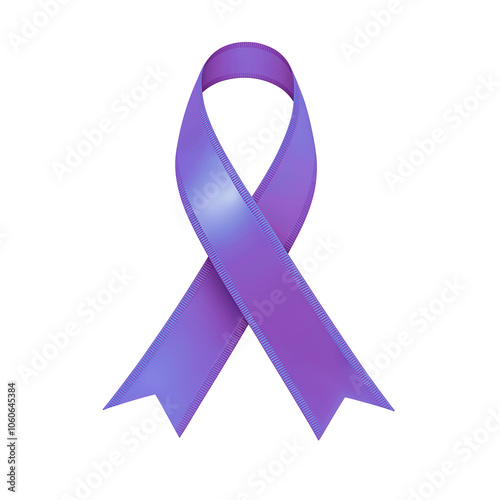 Periwinkle ribbon over a transparent background. Symbol of esophageal cancer and eating disorders awareness