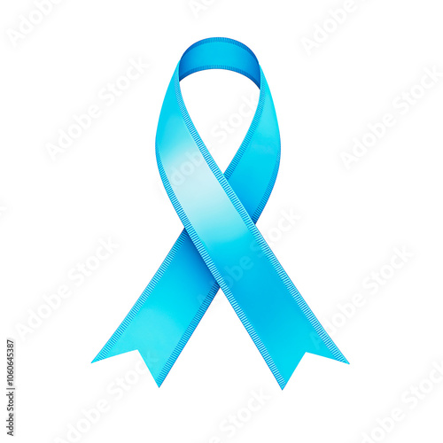 Light blue ribbon over a transparent background. Symbol of prostate cancer and trisomy awareness