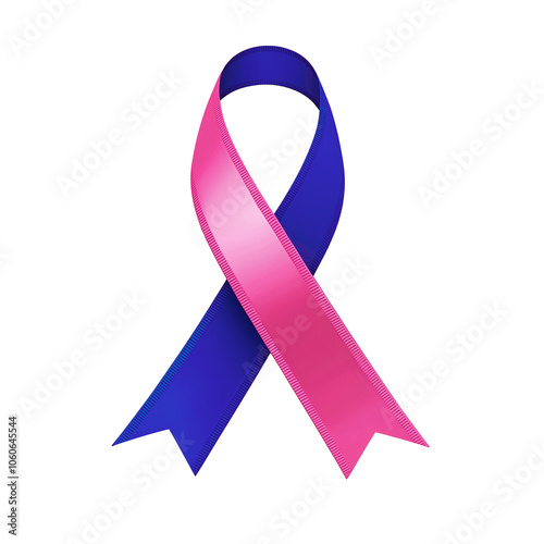 Pink and blue ribbon over a transparent background. Symbol of infant loss and pregnancy loss awareness