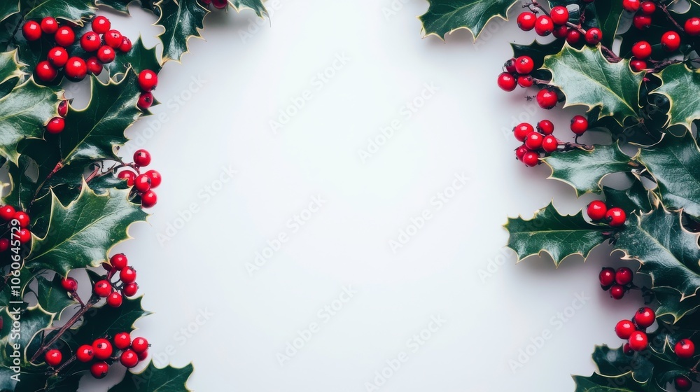 Holly leaves and berries on a blank background. Holly leaves and berries on a blank background.