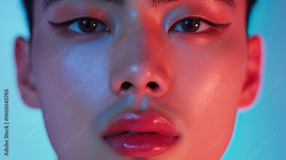 Close-up of Face with Glowing Effect Close-up of Face with Glowing Effect