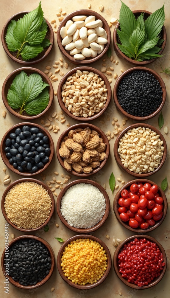 Hand-Drawn Botanical Illustration of Diverse Seeds and Grains. Hand-Drawn Botanical Illustration of Diverse Seeds and Grains.