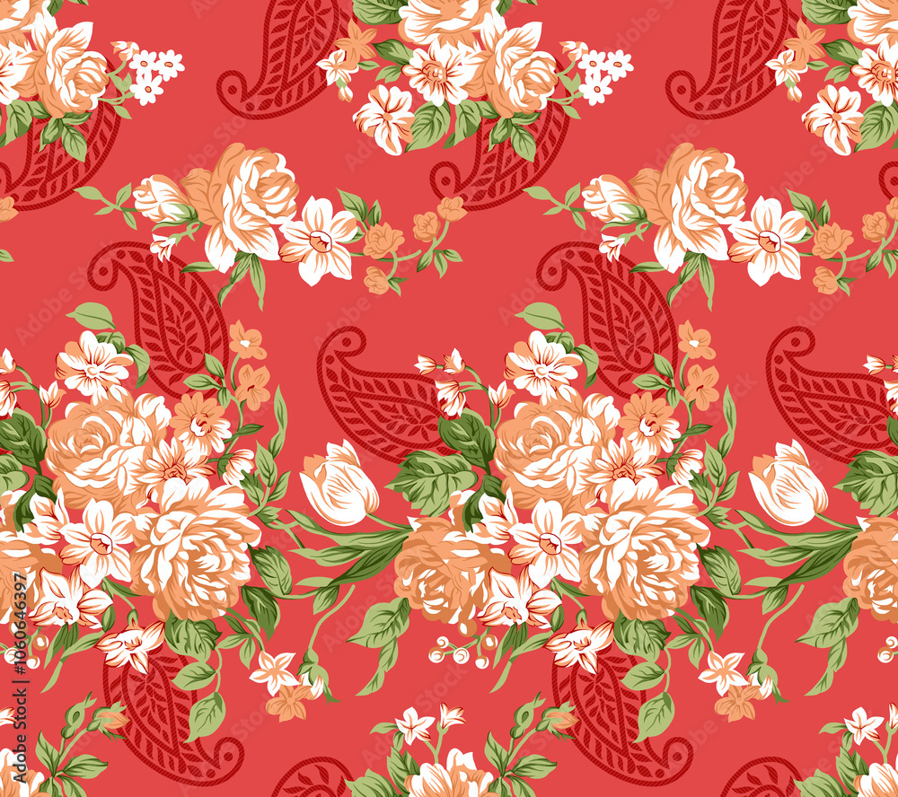 seamless beautiful wallpaper cards all over design floral leaf vintage ornament Victorian ethnic geometric print paisley pattern