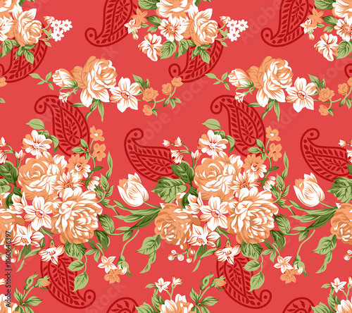 Obraz na płótnie seamless beautiful wallpaper cards all over design floral leaf vintage ornament Victorian ethnic geometric print paisley pattern w salonie
