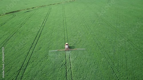 Sprayer Applying Fungicide/Herbicide/Insecticide in Soybean Fields of the Brazilian Cerrado