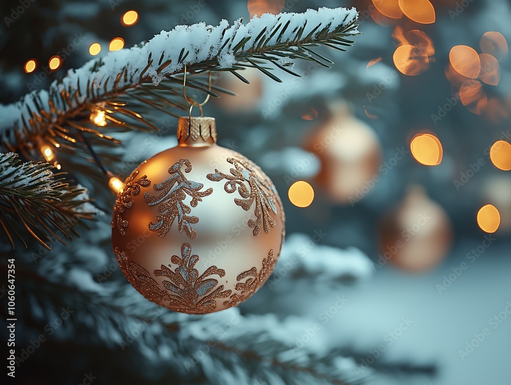 A close-up of a beautifully decorated Christmas tree with snow-dusted branches and shimmering ornaments, creating a cozy winter ambiance. A close-up of a beautifully decorated Christmas tree with snow-dusted branches and shimmering ornaments, creating a cozy winter ambiance.