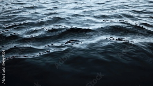 Serene dark water surface with gentle waves, creating a calming and tranquil atmosphere.