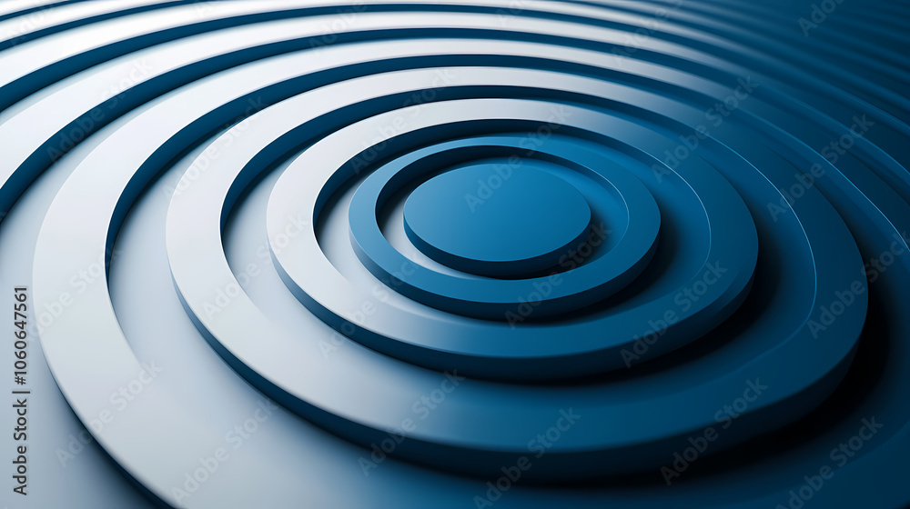 Mesmerizing optical depth illusion with concentric blue and white circles on a minimalist. 3D Depth Effect. Illustration Mesmerizing optical depth illusion with concentric blue and white circles on a minimalist. 3D Depth Effect. Illustration