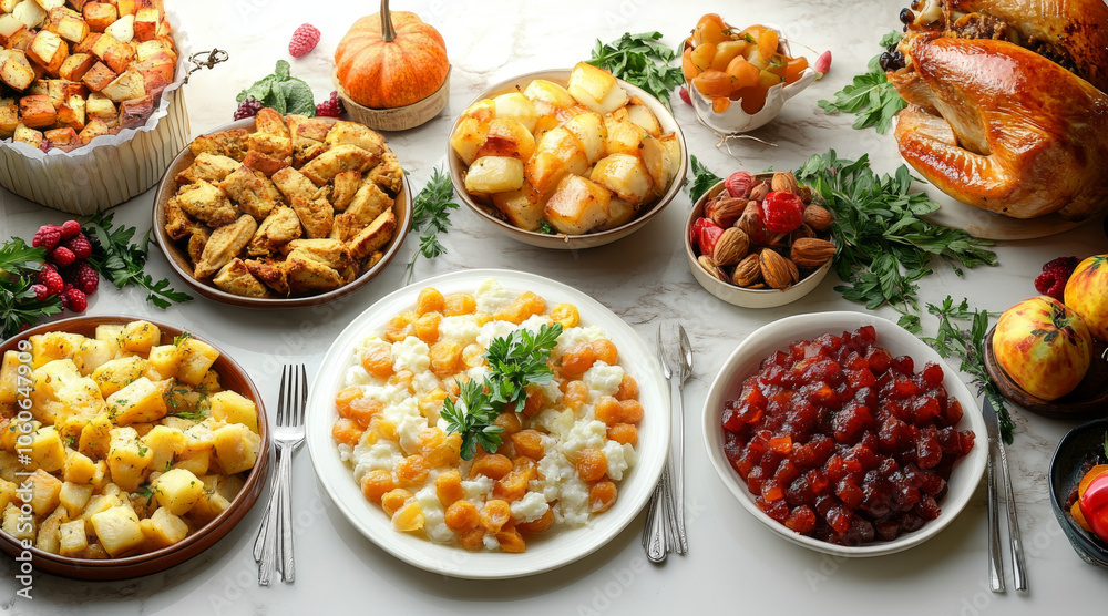 Thanksgiving dinner background ,Fall Harvest Magic with Pumpkins and Foliage