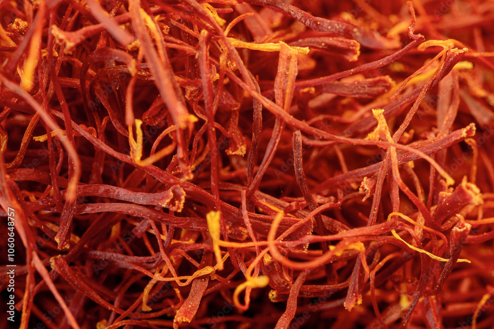 Fototapeta premium Organic Pure Saffron , saffron spice, texture, macro photo