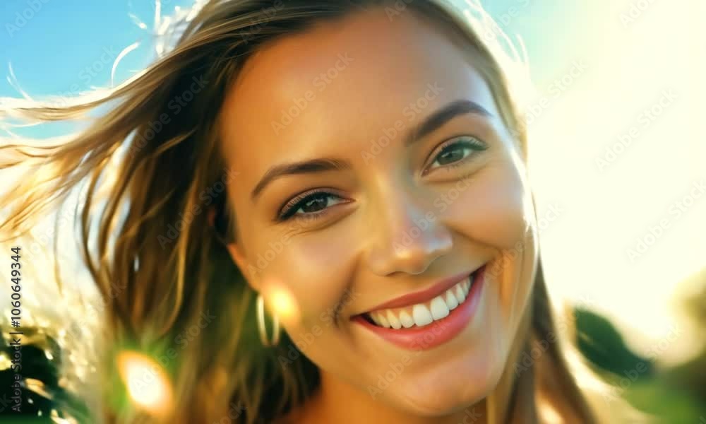 Joyful Young Woman with Red Sunglasses Smiling in Sunlight Joyful Young Woman with Red Sunglasses Smiling in Sunlight