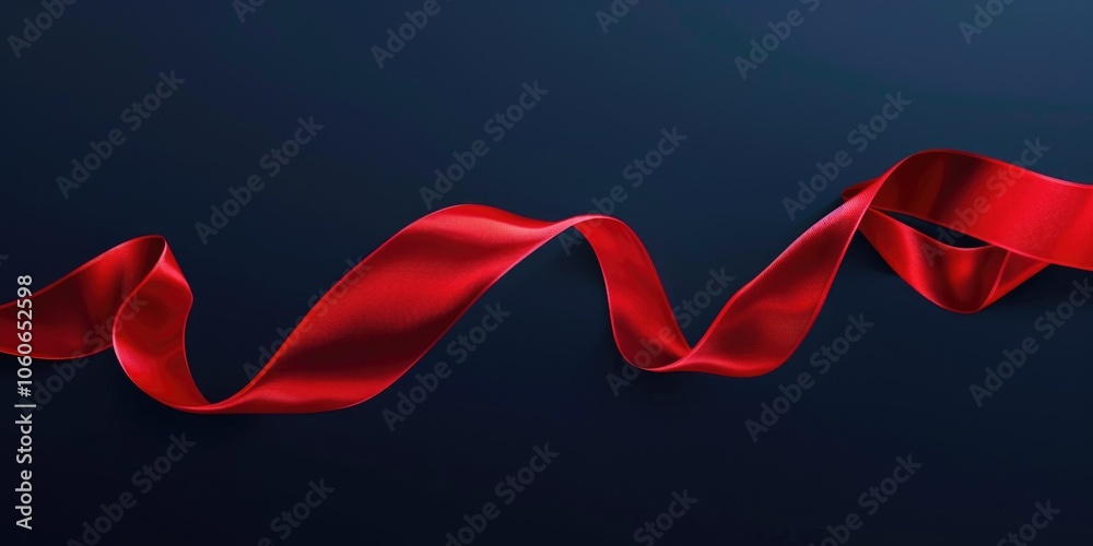 Red Ribbon on Black Background Red Ribbon on Black Background