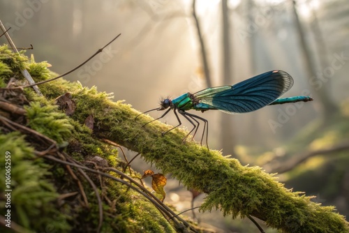 Vibrant Macro Photograph of a Rare Iridescent Strepsipteran Insect in Natural Habitat Setting photo