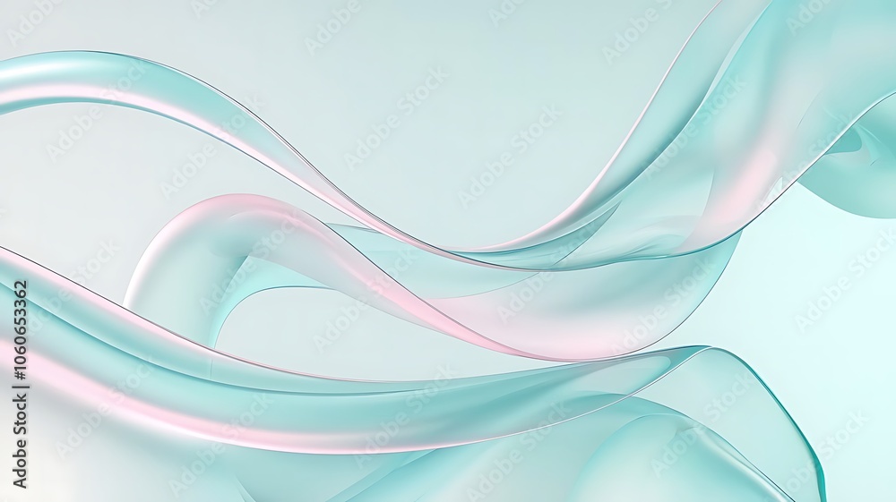Fototapeta premium Elegant Abstract Flowing Wave Background with Soft Pastel Colors in Calming Blue and Pink Tones. Gentle Fluid Shapes for a Modern Design Aesthetic
