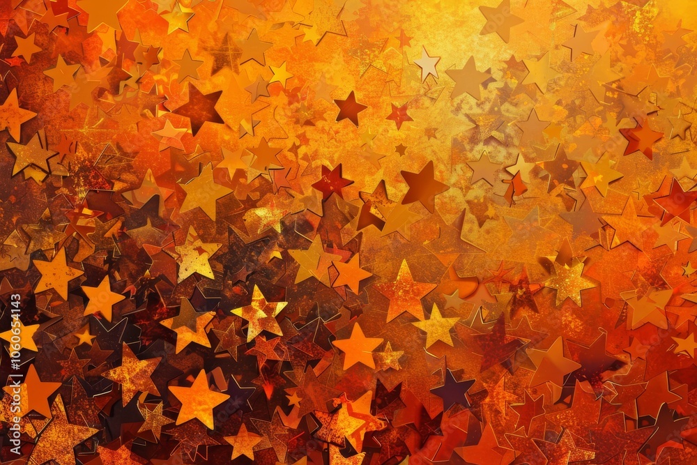 Festive orange stars confetti scattered on vibrant background ideal for celebrations and events. dynamic illustration. star pattern wallpaper. Abstract textured backdrop for digital projects Festive orange stars confetti scattered on vibrant background ideal for celebrations and events. dynamic illustration. star pattern wallpaper. Abstract textured backdrop for digital projects