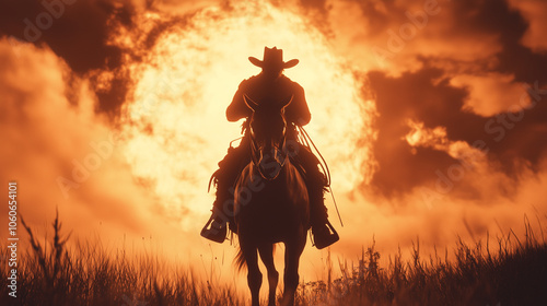 Skeleton silhouette riding a horse