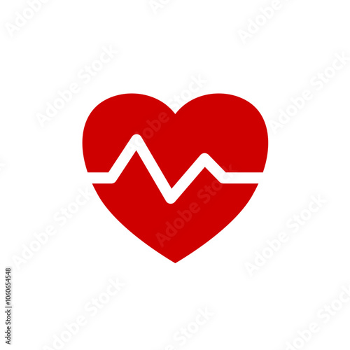 heart with ecg line, heartbeat - simple vector icon