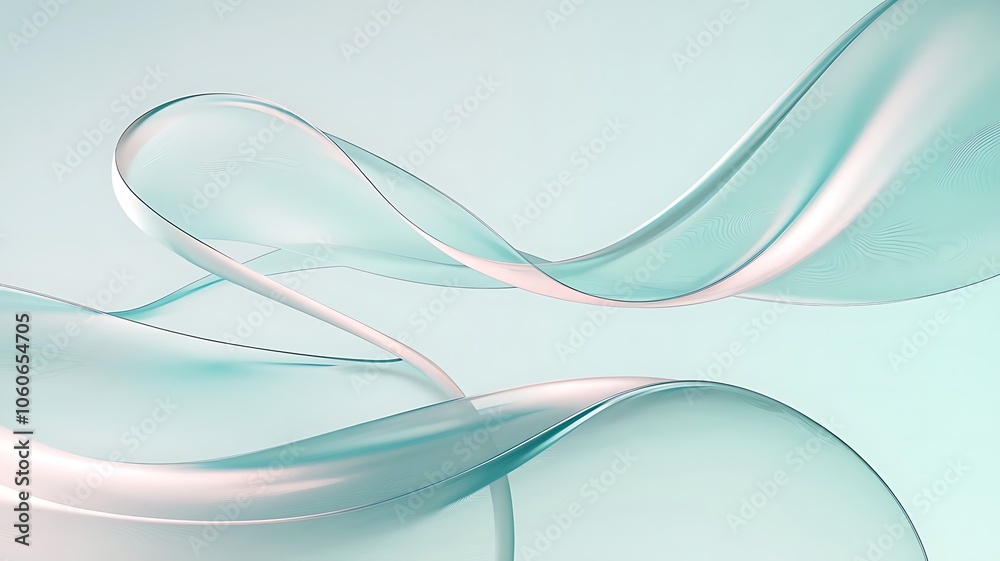 Fototapeta premium Elegant Abstract Flowing Wave Background with Soft Pastel Colors in Calming Blue and Pink Tones. Gentle Fluid Shapes for a Modern Design Aesthetic