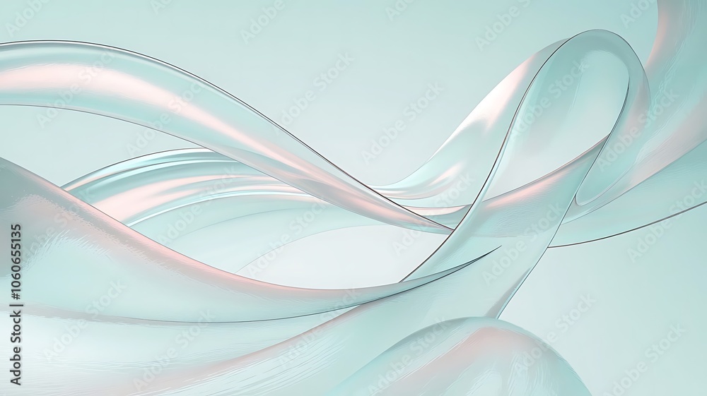 Naklejka premium Elegant Abstract Flowing Wave Background with Soft Pastel Colors in Calming Blue and Pink Tones. Gentle Fluid Shapes for a Modern Design Aesthetic