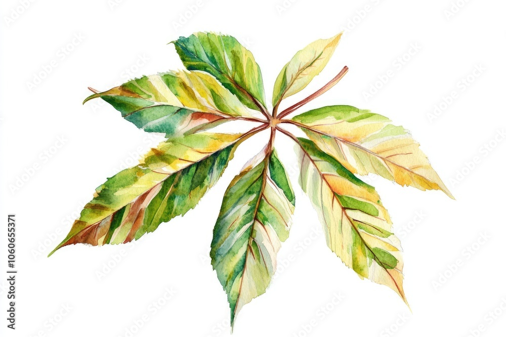 Hand-Painted Chestnut Illustration on White Background. Autumn Botanical Watercolor Art Hand-Painted Chestnut Illustration on White Background. Autumn Botanical Watercolor Art