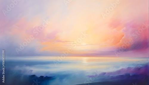 abstract horizon line with layers of soft, pastel colors rising and falling, creating a soothing breathing rhythm