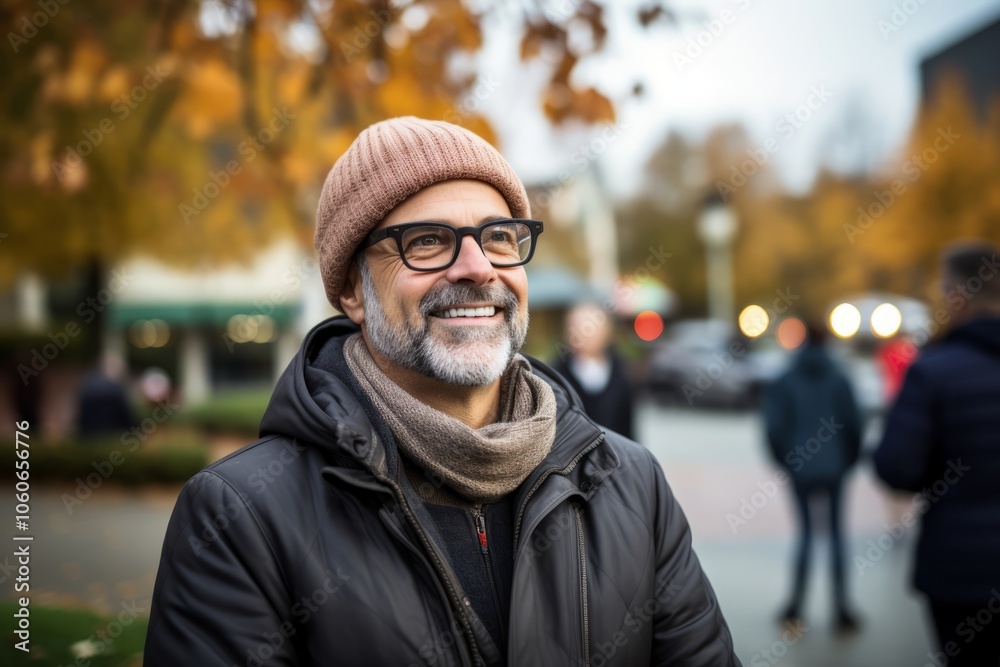 Portrait of a senior man wearing a hat and glasses on an autumn day Portrait of a senior man wearing a hat and glasses on an autumn day