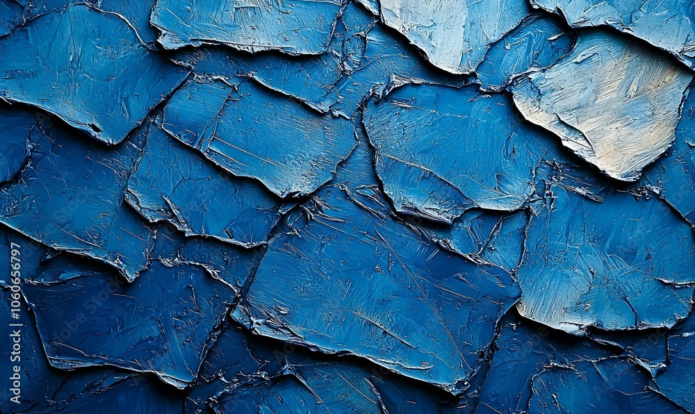 A textured surface of layered blue paint, creating an abstract visual effect.