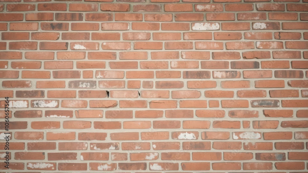 Naklejka premium A weathered old red brick wall with crumbling mortar, decay, brickwork