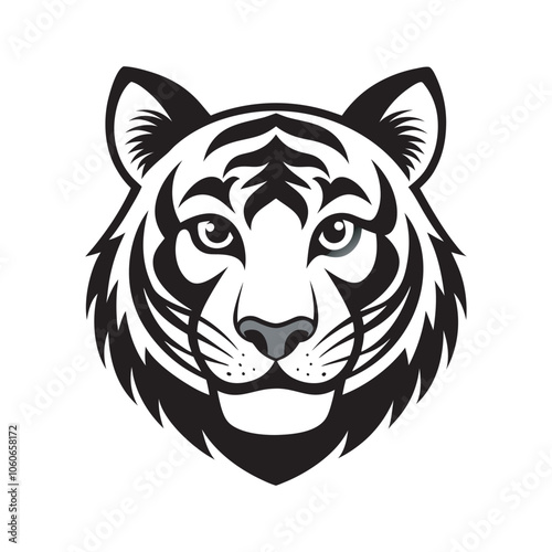 Tiger head silhouette vector art illustration .