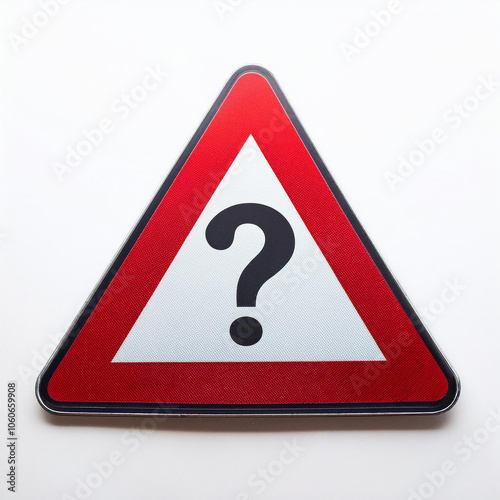 Triangle sign with question mark isolated on white backdrop. FAQ and QA. Problem solution.