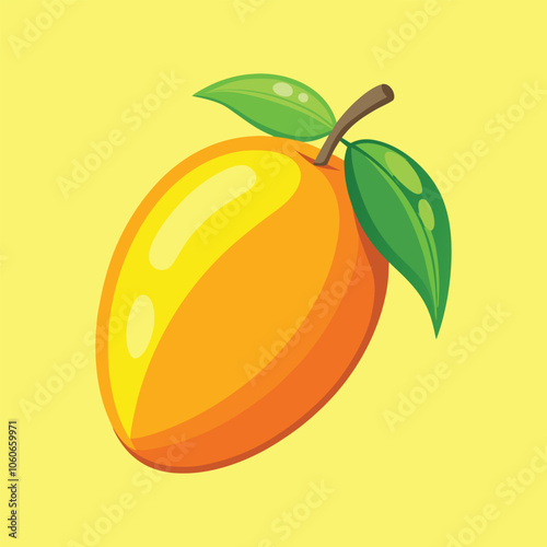 Mango with leaves. Testy sweet fruit