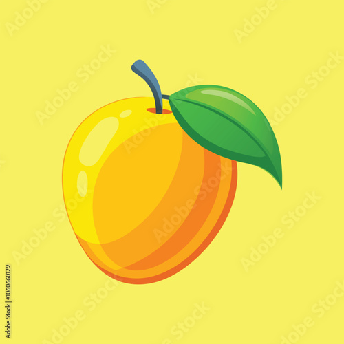 Mango with leaves. Testy sweet fruit