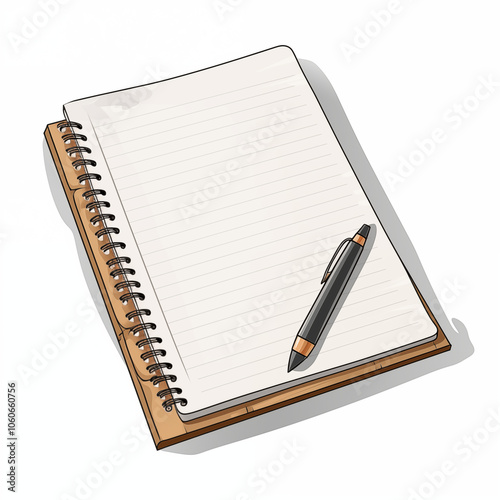 A blank notebook and pen sitting on a table ready for creative writing and ideas