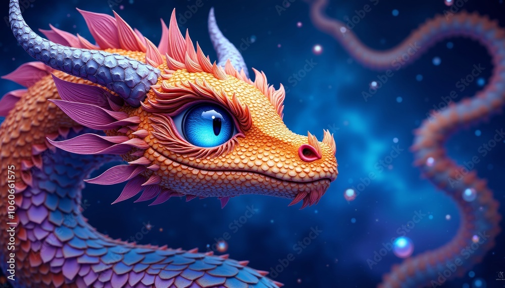 Fantastical Dragon Head Artwork with Detailed Scales and Colors. Fantastical Dragon Head Artwork with Detailed Scales and Colors.