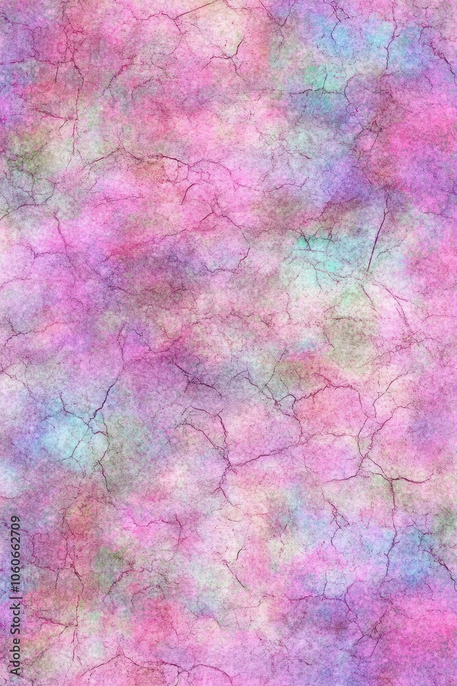 Abstract Cracked Surface with Pink, Blue, and Green Watercolor Wash Abstract Cracked Surface with Pink, Blue, and Green Watercolor Wash