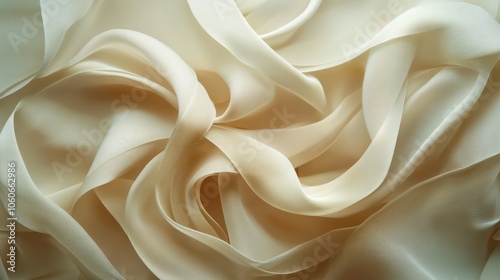 Cream Ballet Ribbons in Graceful Motion: Artistic Flow and Refined Aesthetics for Light Dairy and Elegant Dessert Marketing. High-Resolution Digital Background.