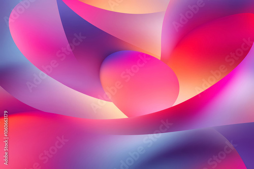 Abstract pink and purple liquid wavy shapes futuristic banner. Glowing digital waves background.  photo