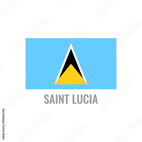 Saint Lucia flag icon. The country sign. Rectangle shape. Isolated on a white background. Vector image.