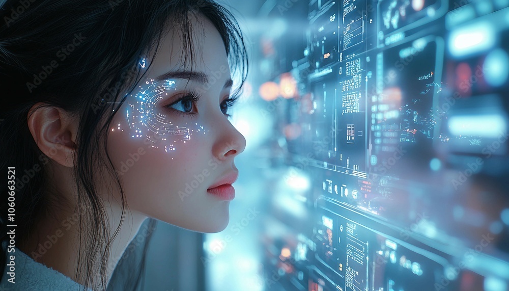 Transforming Retail with AI, futuristic retail store where AI-driven digital screens personalize product recommendations for each customer. Transforming Retail with AI, futuristic retail store where AI-driven digital screens personalize product recommendations for each customer.