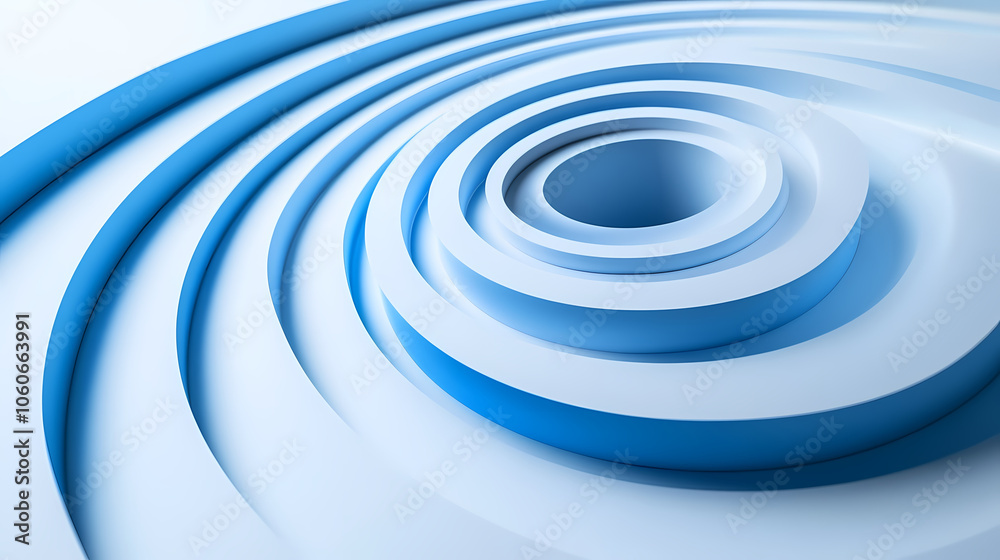 Mesmerizing optical depth illusion with concentric blue and white circles on a minimalist. 3D Depth Effect. Illustration Mesmerizing optical depth illusion with concentric blue and white circles on a minimalist. 3D Depth Effect. Illustration
