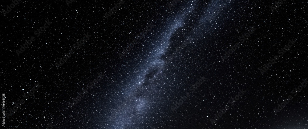 Fototapeta premium Night sky, Milky Way galaxy, starfield, cosmic dust, celestial panorama, deep space, astronomical view, dark background, star clusters, galactic core, interstellar clouds, cosmic beauty, astrophotogra