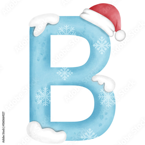 christmas snow alphabet, illustration