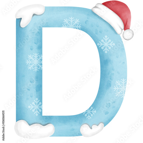 christmas snow alphabet, illustration
