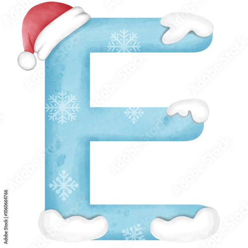 christmas snow alphabet, illustration
