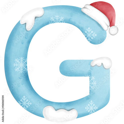 christmas snow alphabet, illustration