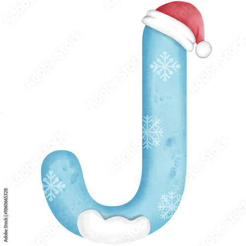 christmas snow alphabet, illustration