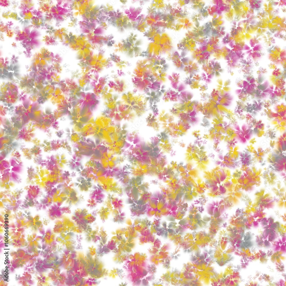 Lightning yellow, royal fuchsia, dusty grey and dark pink flowers with liquid texture. Seamless hand drawn background. Lightning yellow, royal fuchsia, dusty grey and dark pink flowers with liquid texture. Seamless hand drawn background.