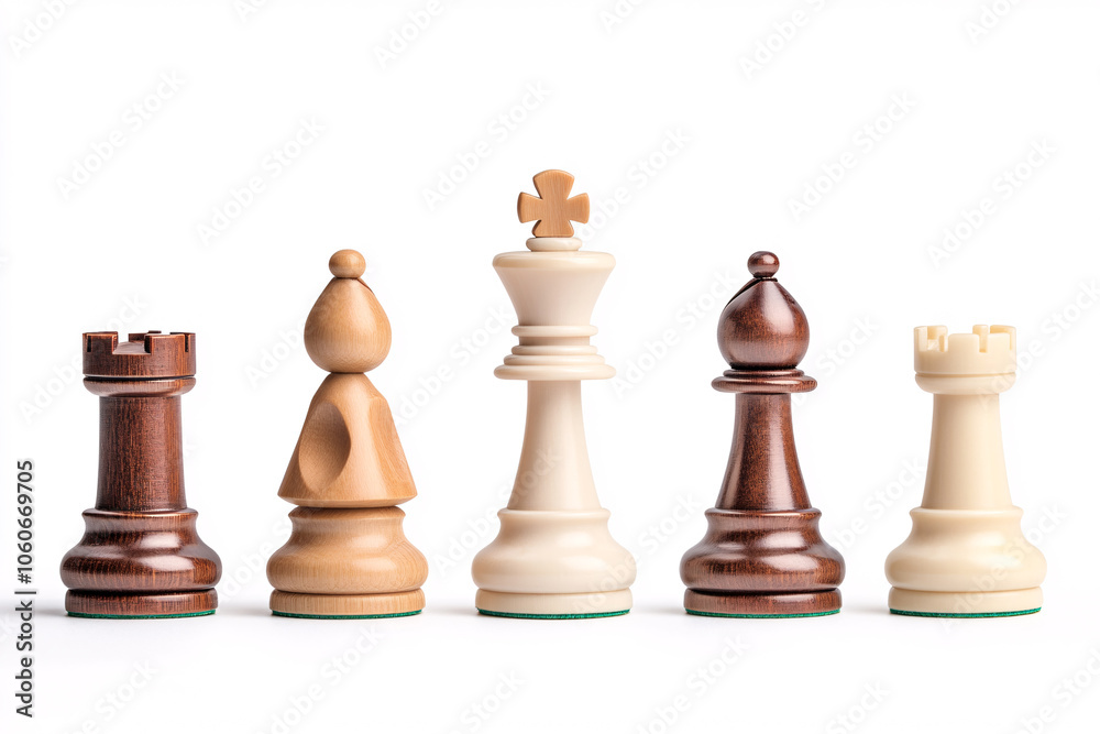 A collection of intricately designed chess pieces arranged in a line against a clean white backdrop emphasizing the strategic depth and artistic craftsmanship inherent in the game of chess A collection of intricately designed chess pieces arranged in a line against a clean white backdrop emphasizing the strategic depth and artistic craftsmanship inherent in the game of chess