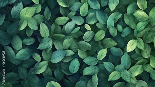 Obraz na płótnie A close-up shot of lush green leaves, creating a vibrant and textured background. w salonie