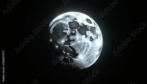 Dramatic Full Moon Illuminated with Intricate Surface Textures.